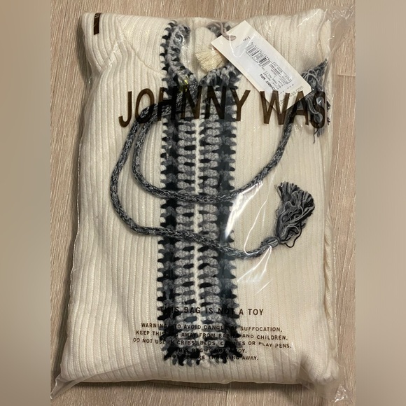 Johnny Was Cream Beltran Multi Color Whipstitch Hooded Baja Sweater - Picture 7 of 8